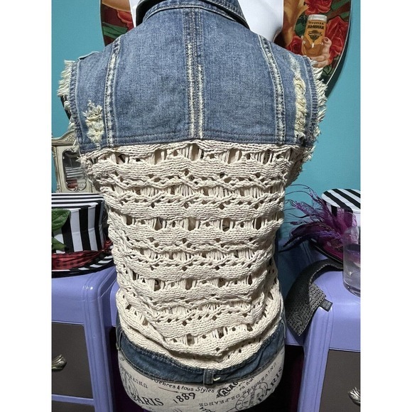 Free People Distressed Denim Vest - Picture 3 of 4
